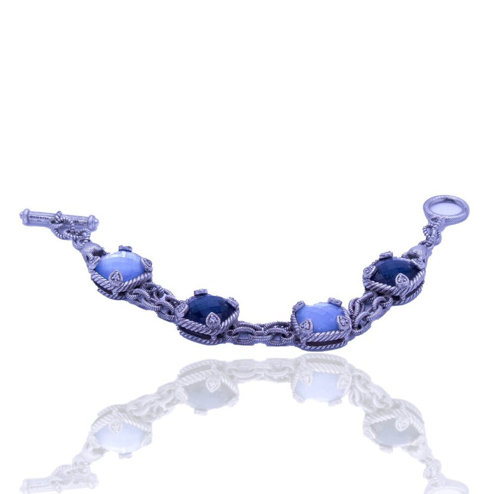 Judith Ripka 925 Sterling Silver Doublet Gemstone Toggle Bracelet, 6.5"